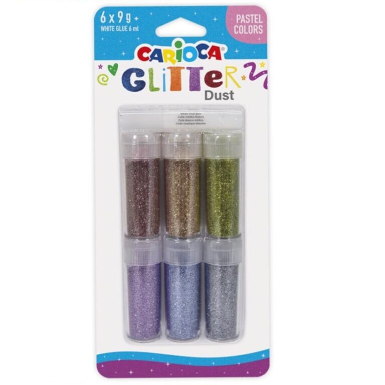 CARIOCA Glitter Dust Pastel Colors 6X9G + Glue