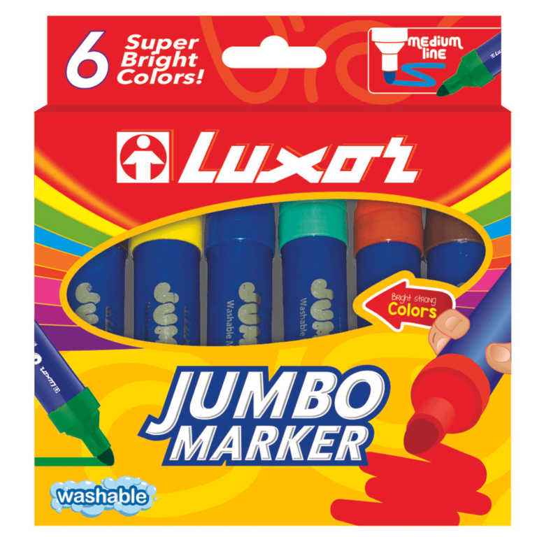 LUXOR Jumbo Marker Washable Super Bright Colors Set of 6