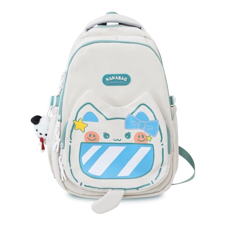 School Teen Backpack White Blue