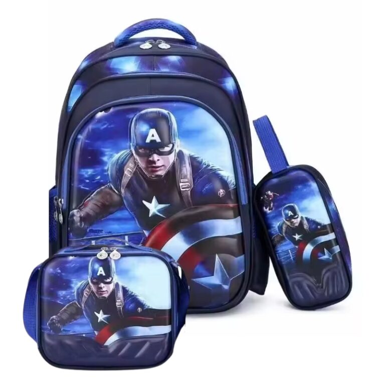 School Kids Backpack Large + P.Case + Lunch Bag Captain America