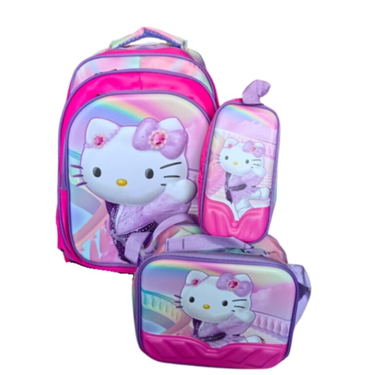 School Kids Backpack Large + P.Case + Lunch Bag Hello Kitty