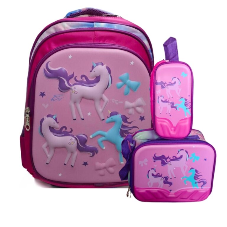 School Kids Backpack Large + P.Case + Lunch Bag Unicorn