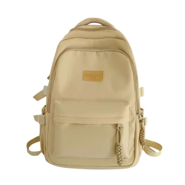 School Teen Backpack Cream Yellow