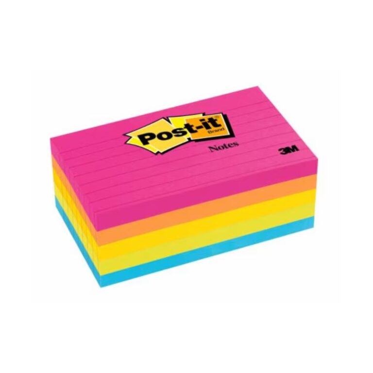 3M Post It Neon Lined 3*5 5 Pads