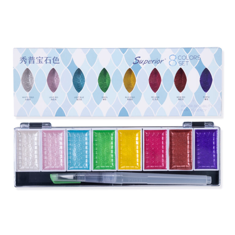 SUPERIOR Glitter Watercolor Paint Set of 8 colors