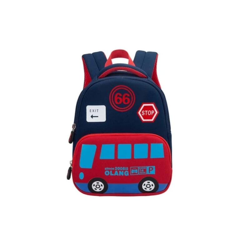 Pre-School Kids Backpack Medium Navy Bus