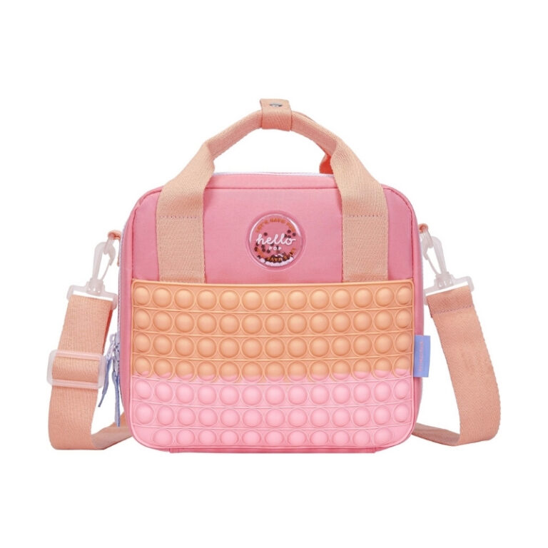 kids School Lunch Bag Push Pop Pink