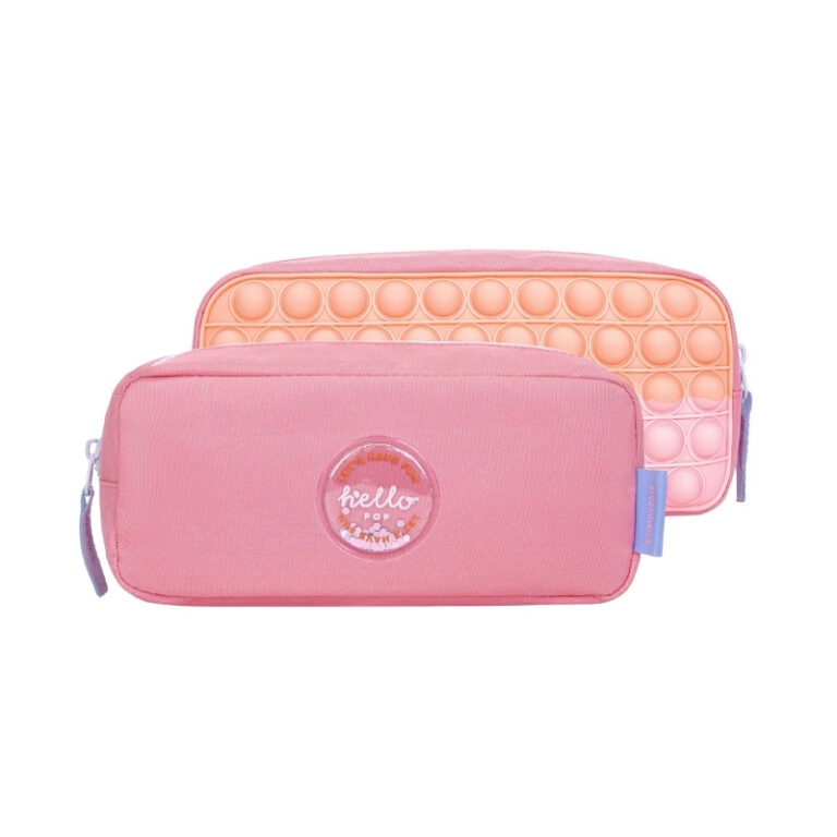 kids School Pencil Case Push Pop Pink