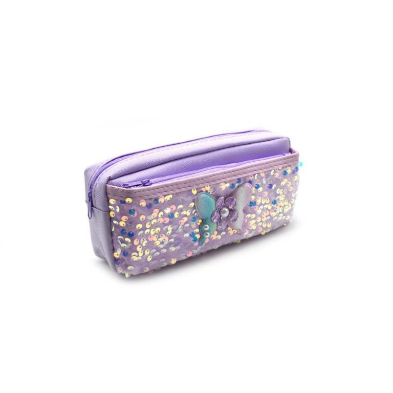 PENCIL CASE POLYESTER 2ZIPP PAILLETES