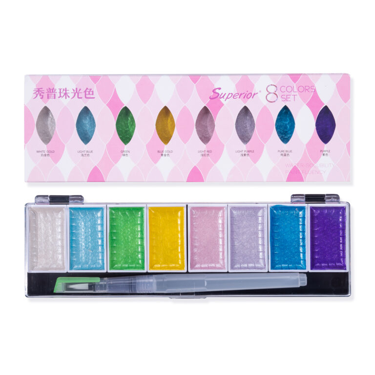 SUPERIOR Glitter Watercolor Paint Set of 8 colors