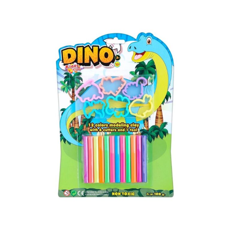 NARA KIDDY CLAY DINO 100G 12 COLOR + 6 CUTTERS +1 TOOL