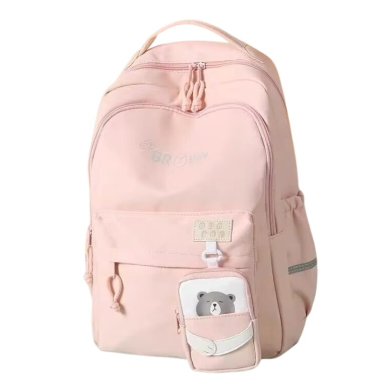 School Teen Backpack Pink Bear