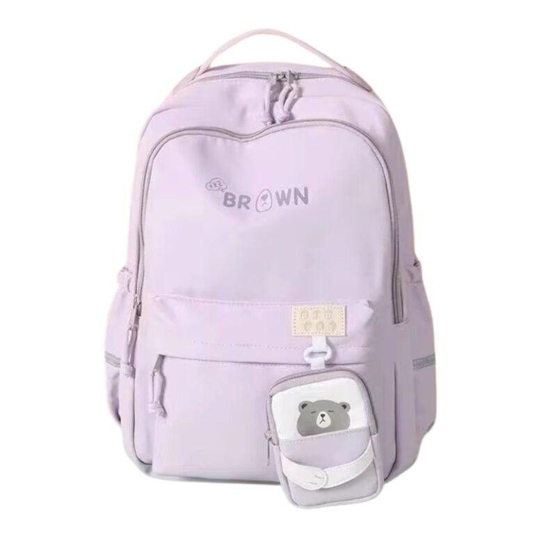 School Teen Backpack Purple Bear