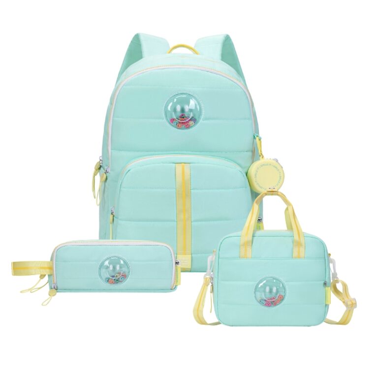 kids School Backpack + Lunch Bag + P.Case Smile It Mint