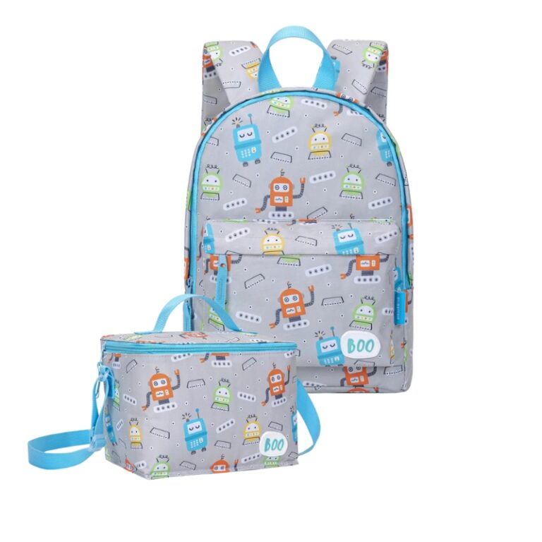 kids School Backpack + Lunch Bag Robot