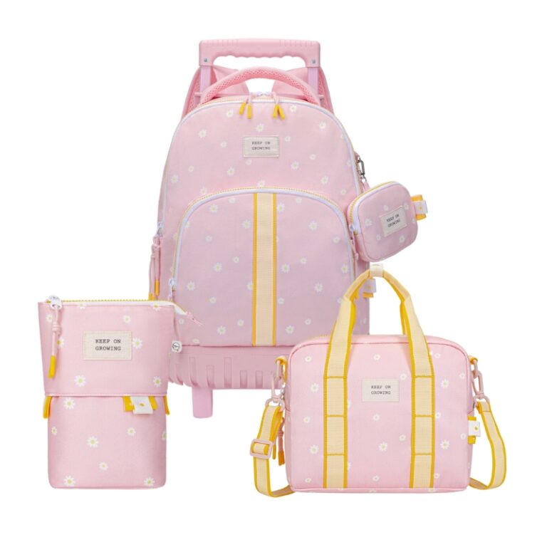 kids School Trolley Backpack + Lunch Bag + P.Case Daisy