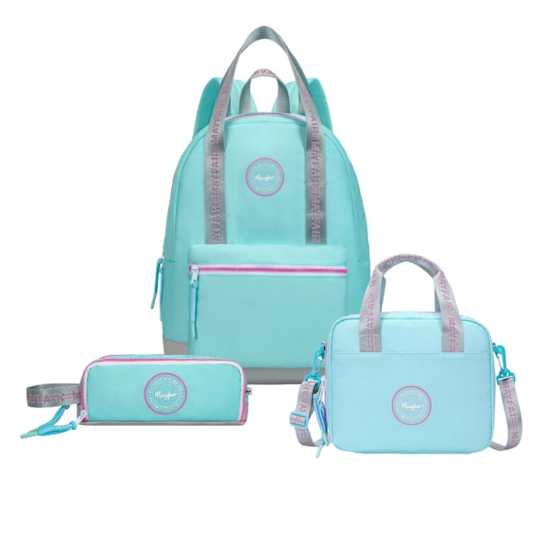 kids School Backpack + Lunch Bag + P.Case Keep Going Blue