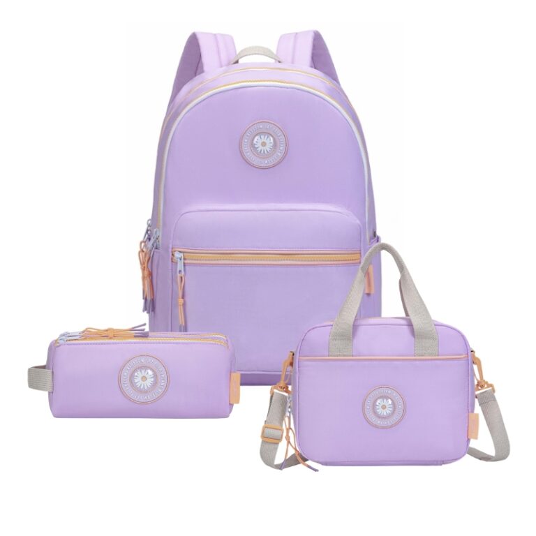 kids School Backpack + Lunch Bag + P.Case Bloom Lilac