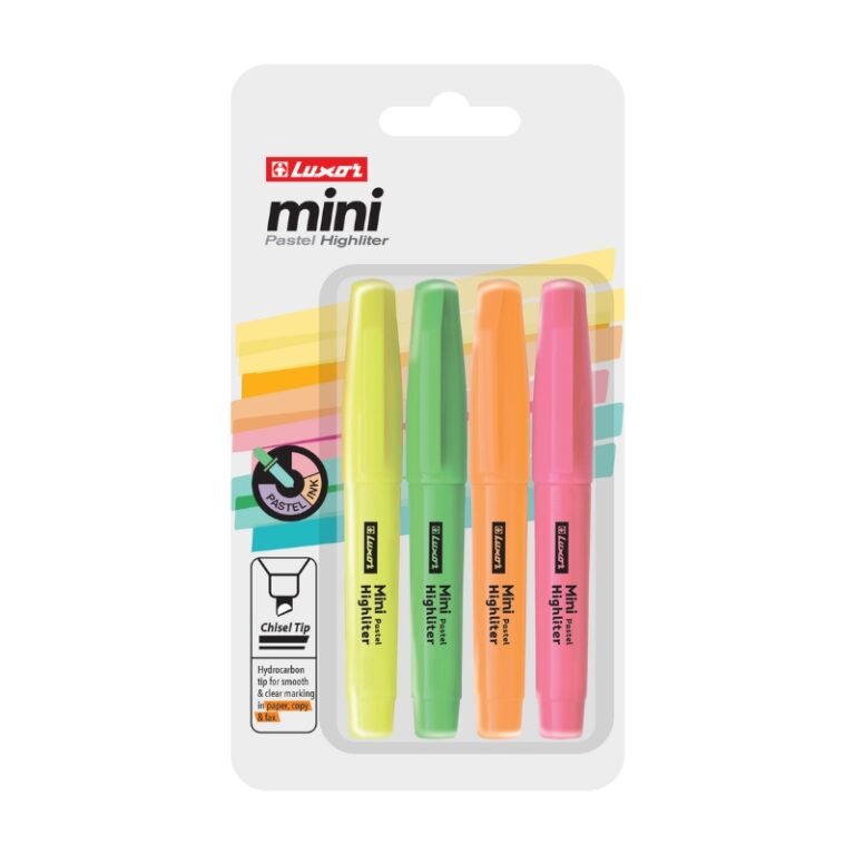 Luxor Mini Highlighter Pastel Pk Of 4