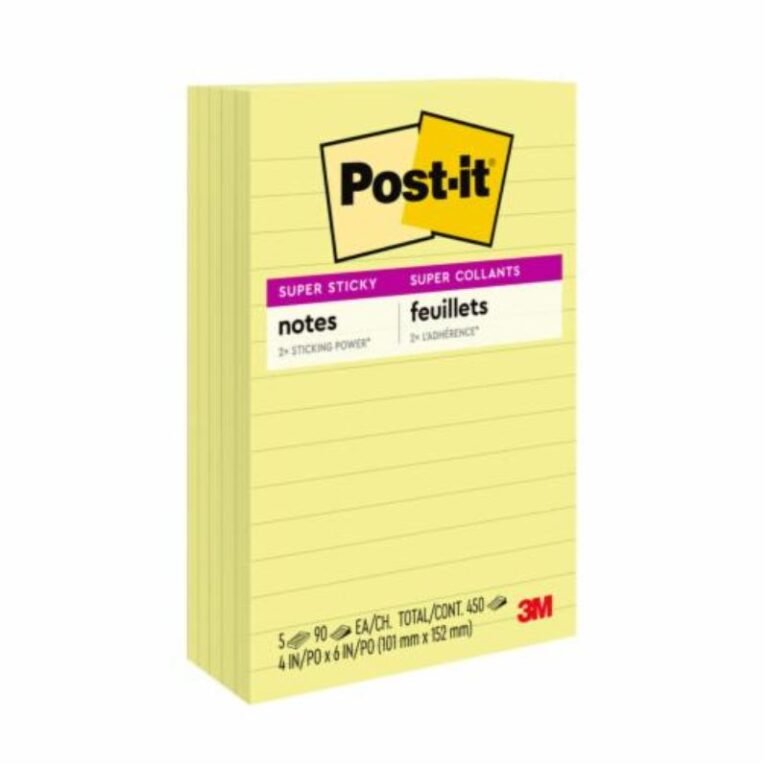 Post-it Super Sticky Notes 101*152mm Lined (5 Per)