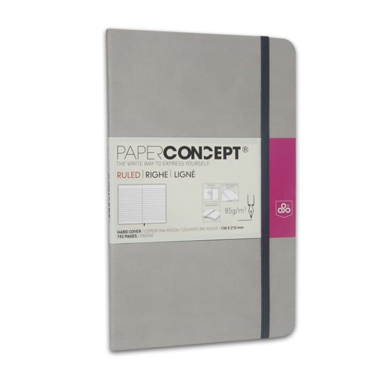 Paperconcept Executive Notebook PU Pastel Hard Cover Line 13×21 cm Grey