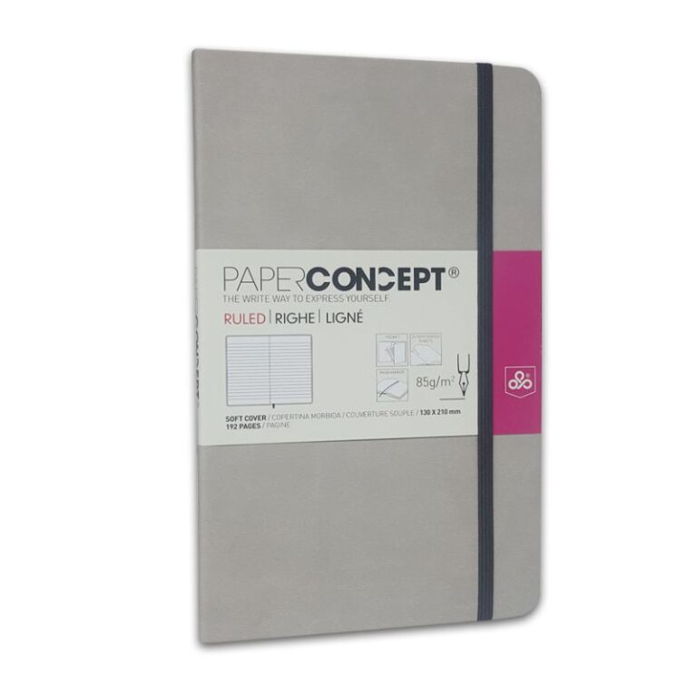 Paperconcept Executive Notebook PU Pastel Soft Cover Line 13×21 cm Grey