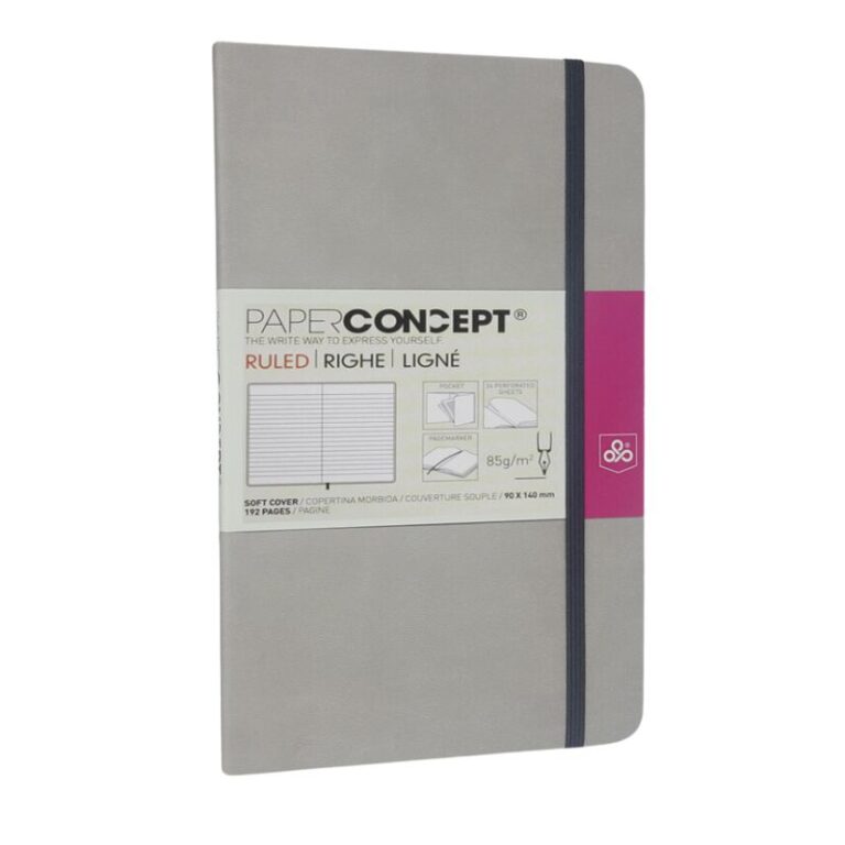 Paperconcept Executive Notebook PU Pastel Soft Cover Lined 9×14 cm Grey