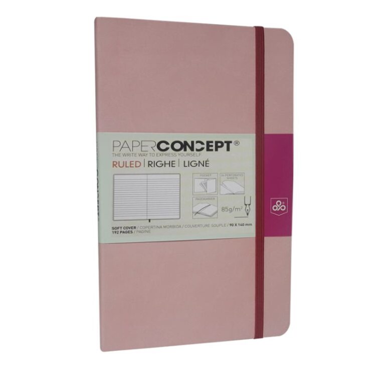 Paperconcept Executive Notebook PU Pastel Soft Cover Lined 9×14 cm Pink