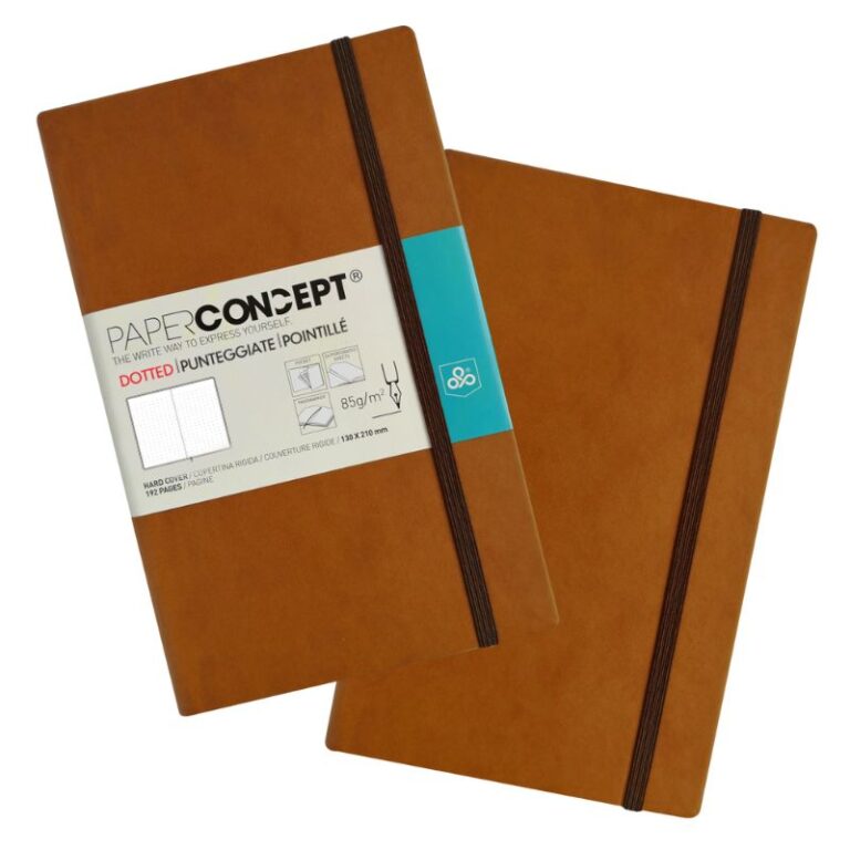 Paperconcept Executive Notebook PU Hard Cover Dotted 13×21 cm Camel