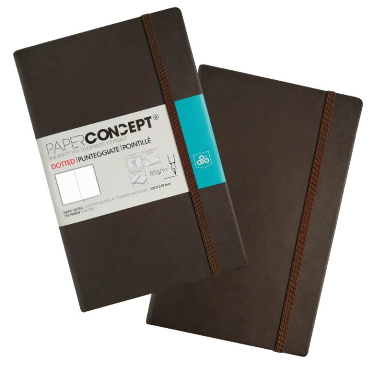 Paperconcept Executive Notebook PU Hard Cover Dotted 13×21 cm Dark Brown