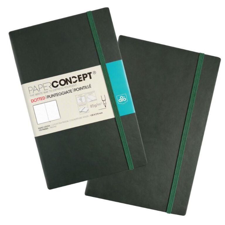 Paperconcept Executive Notebook PU Hard Cover Dotted 13×21 cm Dark Green