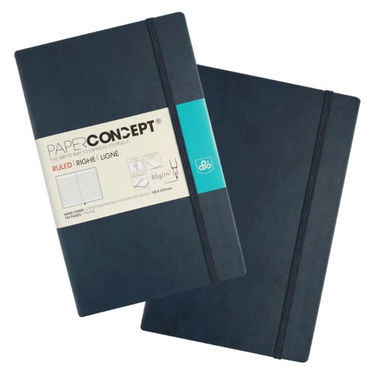 Paperconcept Executive Notebook PU Hard Cover Lined 13×21 cm Dark Blue