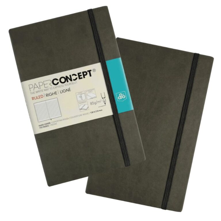 Paperconcept Executive Notebook PU Hard Cover Lined 13×21 cm Dark Grey