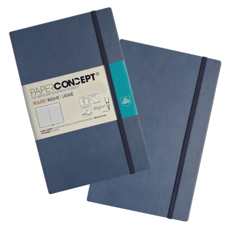 Paperconcept Executive Notebook PU Hard Cover Lined 13×21 cm Jeans