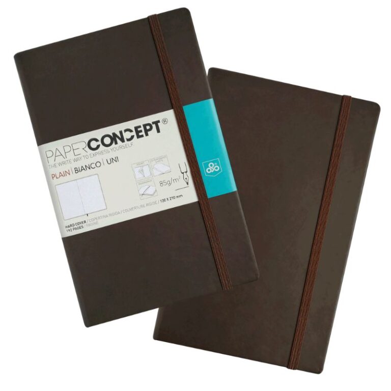 Paperconcept Executive Notebook PU Hard Cover Plain 13×21 cm Dark Brown