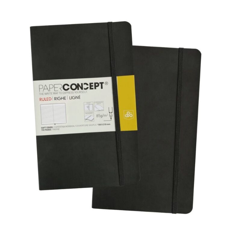 Paperconcept Executive Notebook PU Soft Cover Line 13×21 cm Black