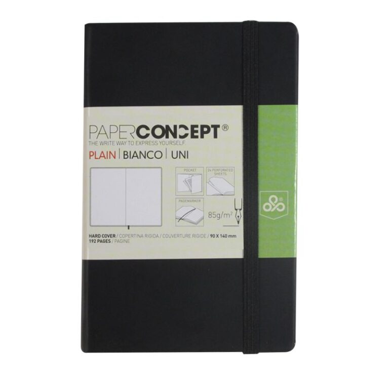 Paperconcept Executive Notebook PU Hard Cover Plain 9×14 cm Black