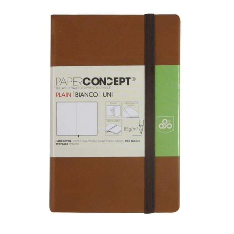 Paperconcept Executive Notebook PU Hard Cover Plain 9×14 cm Camel