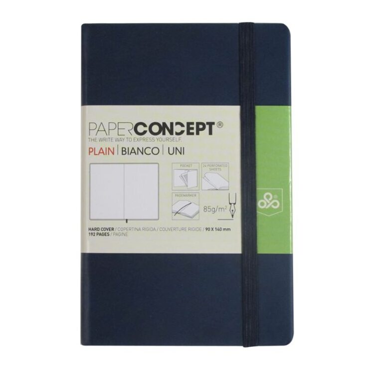 Paperconcept Executive Notebook PU Hard Cover Plain 9×14 cm Dark Blue