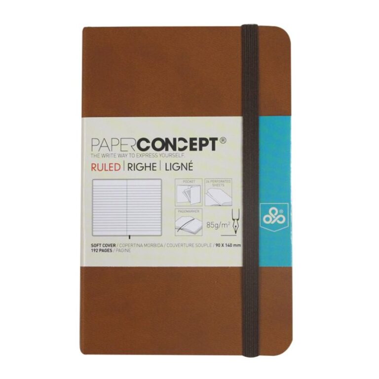 Paperconcept Executive Notebook PU Soft Cover Lined 9×14 cm Camel