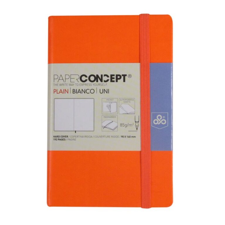 Paperconcept Executive Notebook PU Fluo Hard Cover Plain 9×14 cm Orange