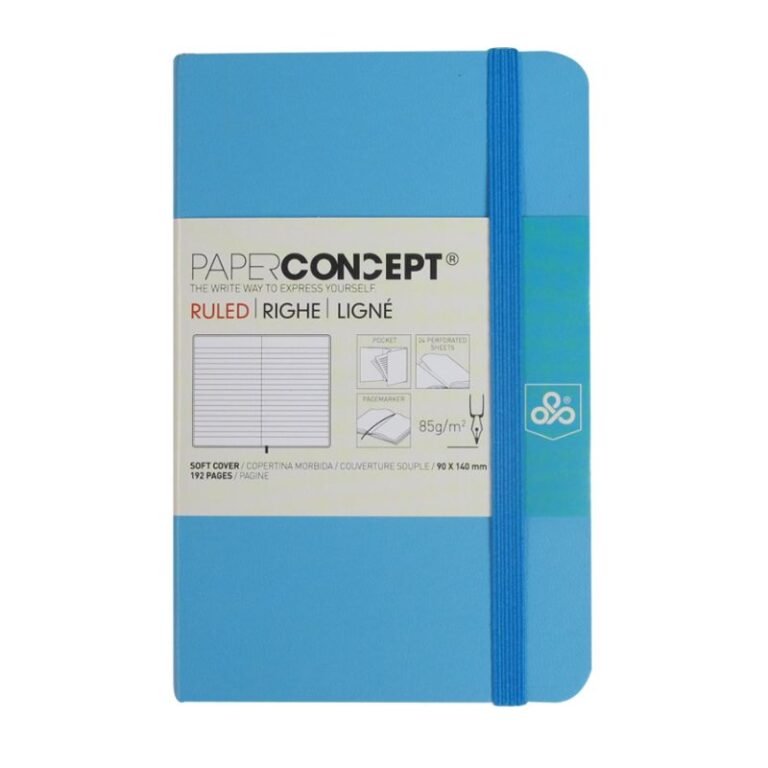 Paperconcept Executive Notebook PU Fluo Soft Cover Lined 9×14 cm Blue