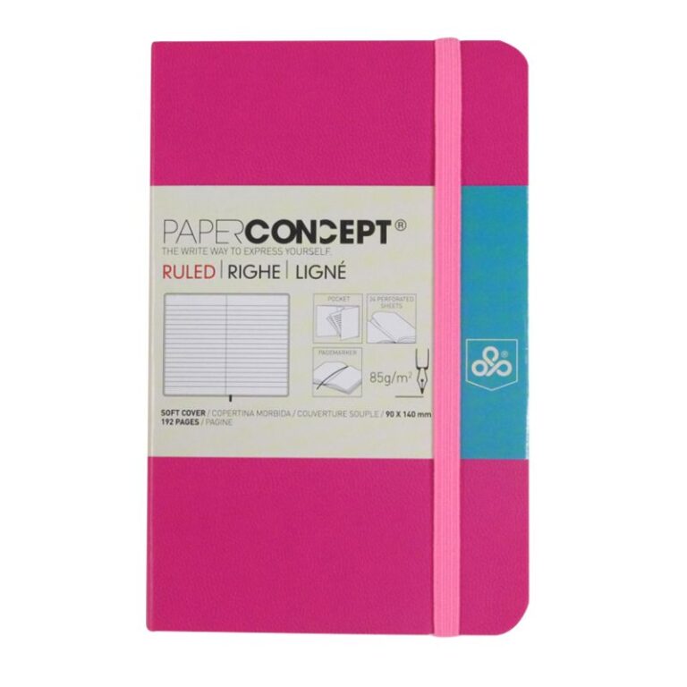 Paperconcept Executive Notebook PU Fluo Soft Cover Lined 9×14 cm Dark Pink