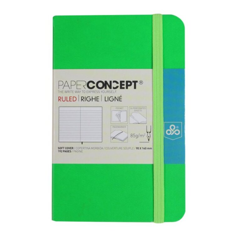 Paperconcept Executive Notebook PU Fluo Soft Cover Lined 9×14 cm Green