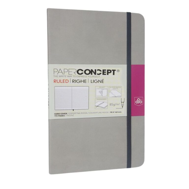 Paperconcept Executive Notebook PU Pastel Hard Cover Lined 9×14 cm Grey