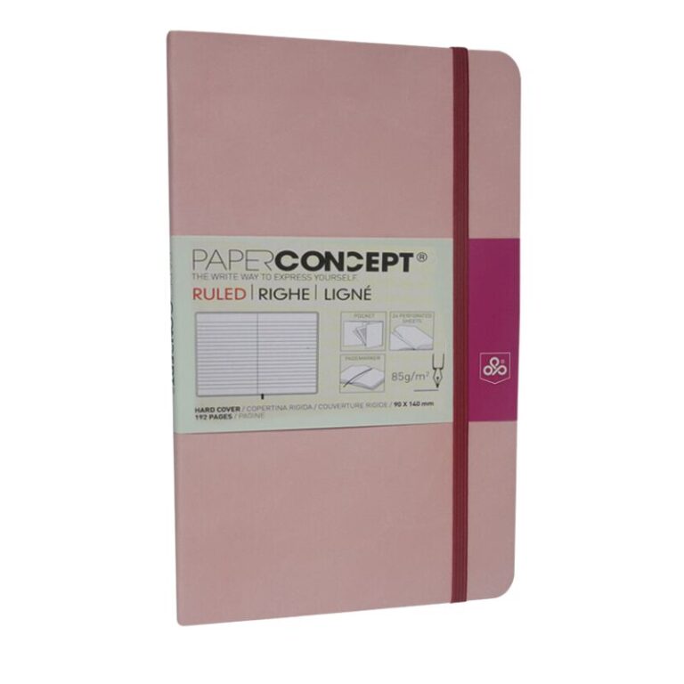 Paperconcept Executive Notebook PU Pastel Hard Cover Lined 9×14 cm Pink