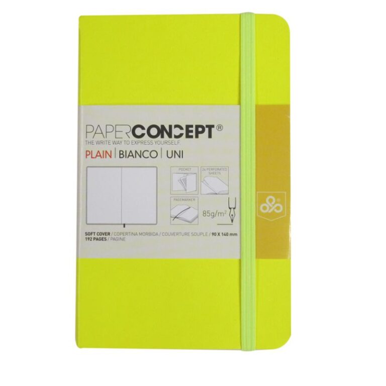 Paperconcept Executive Notebook PU Fluo Soft Cover Plain 9×14 cm Yellow