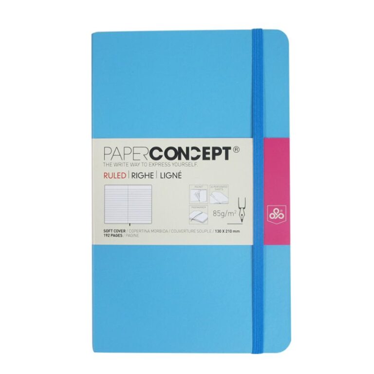 Paperconcept Executive Notebook PU Fluo Soft Cover Line 13×21 cm Blue