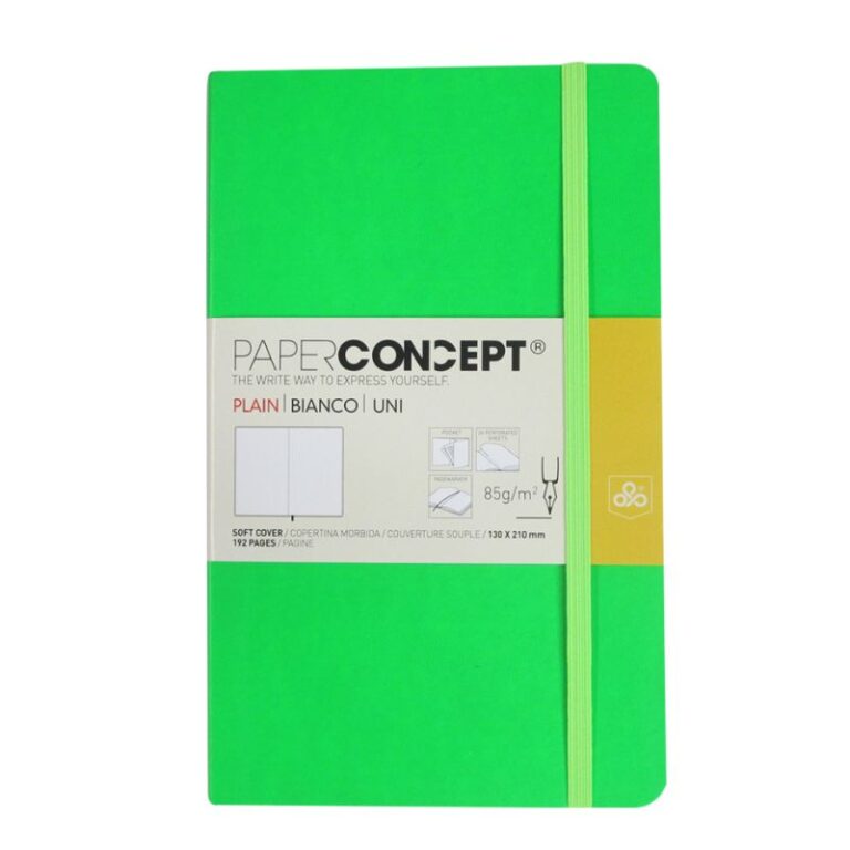 Paperconcept Executive Notebook PU Fluo Soft Cover Plain 13×21 cm Green