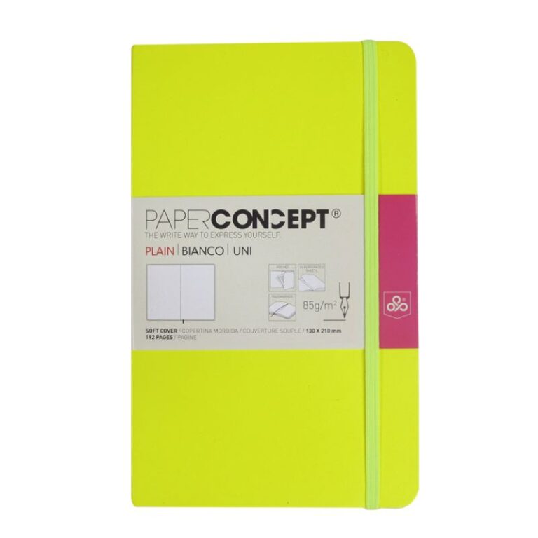 Paperconcept Executive Notebook PU Fluo Soft Cover Plain 13×21 cm Yellow